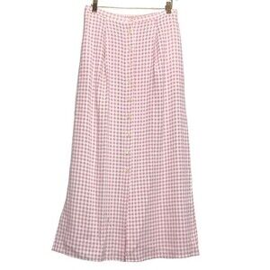 VINTAGE Gingham Plaid Midi Maxi Skirt medium